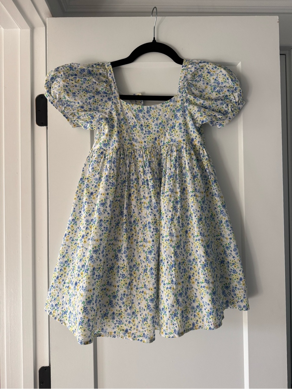 Janie and Jack White Floral Dress with Blue and Yellow Flowers